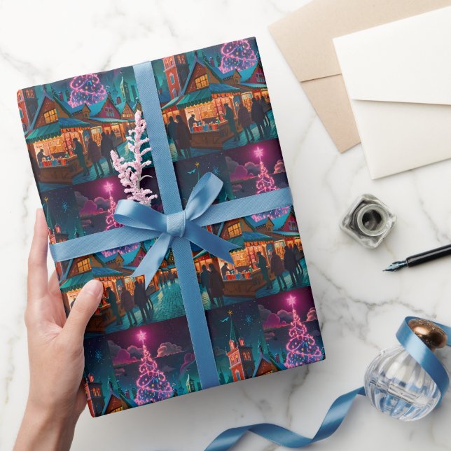 Papier Cadeau Joyeuse scène de Noël hivernal (Cadeaux)