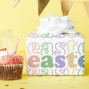 Papier Cadeau Joyeuse Typographie colorée de Pâques