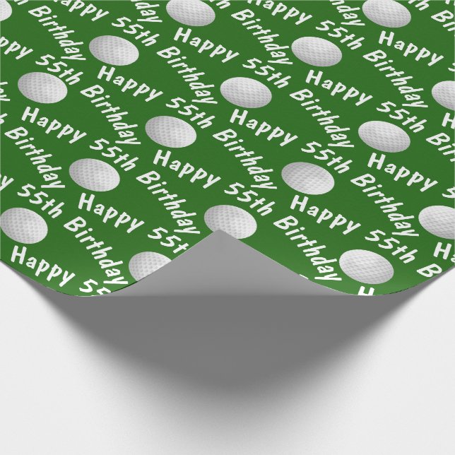 Papier Cadeau Joyeuses balles de golf 55e anniversaire (Coin)
