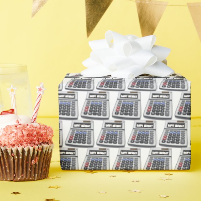 Papier Cadeau Joyeuses calculatrices d'anniversaire (Fête d'anniversaire)