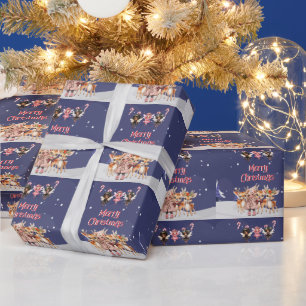 Papier Cadeau Joyeuses fées de Sucre de canne de rennes de Noël