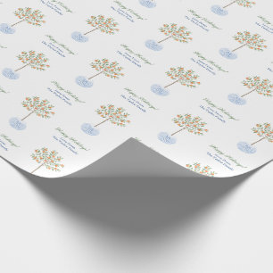 Papier Cadeau Joyeuses vacances Aquarelle Citrus Arbre Chinoiser