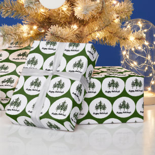 Papier Cadeau Joyeuses Vacances Arbres À feuillage persistant