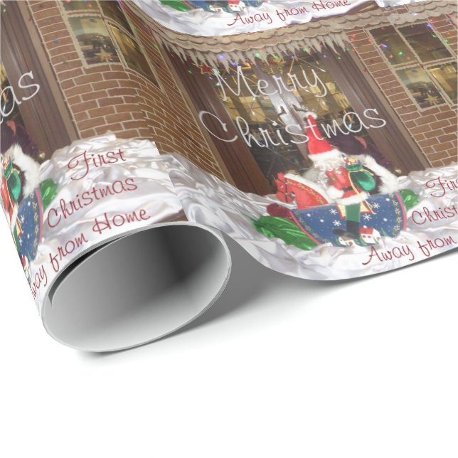 Papier Cadeau Joyeuses vacances de Noël loin de la maison Inspir (Coin rond)
