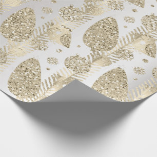 Papier Cadeau Joyeuses Vacances Gold Argent Parties scintillant 