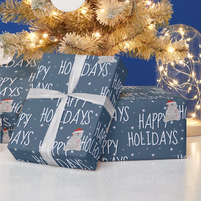 Papier Cadeau Joyeuses Vacances Ours Polaire Sur Les Étoiles (Vacances)