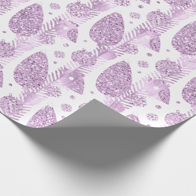 Papier Cadeau Joyeuses vacances Purple Lavender Parties scintill (Coin)
