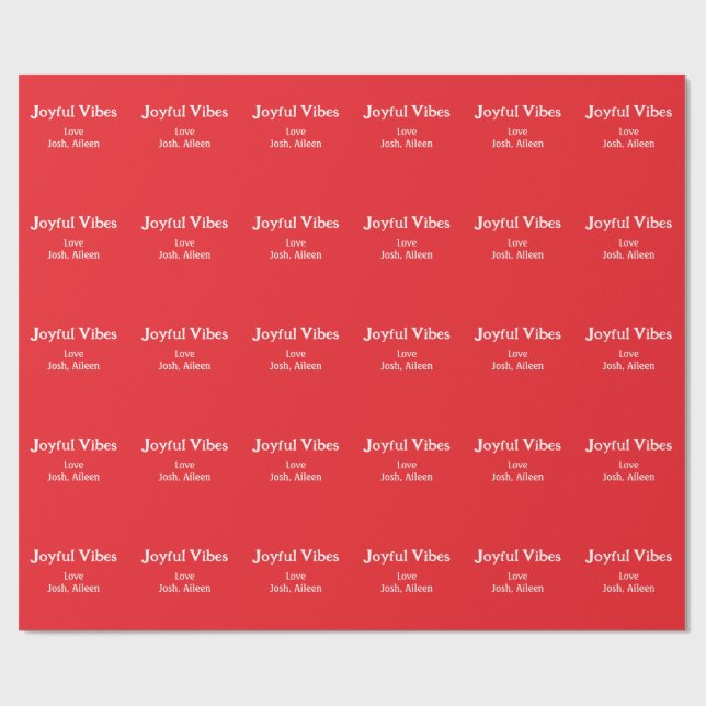 Papier Cadeau Joyeuses Vibes rouge Noël vacances amour famille s (Plat)