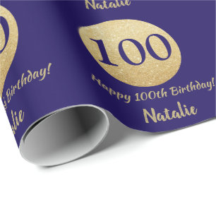 Papier Cadeau Joyeux 100e anniversaire Marine Parties scintillan