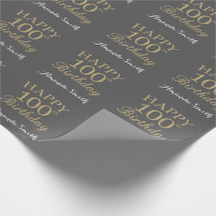Papier Cadeau Joyeux 100e anniversaire Parties scintillant d'or