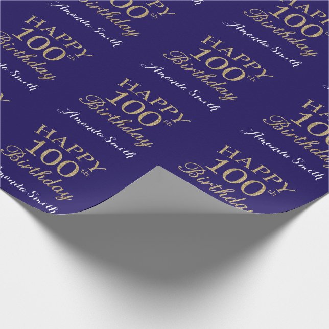 Papier Cadeau Joyeux 100e anniversaire Parties scintillant d'or  (Coin)