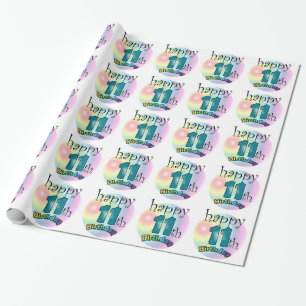 Papier Cadeau Joyeux 11e anniversaire