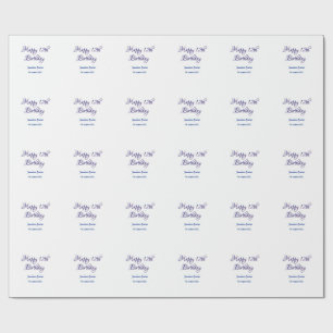 Papier Cadeau joyeux 12ème anniversaire bleu rose nom date simpl