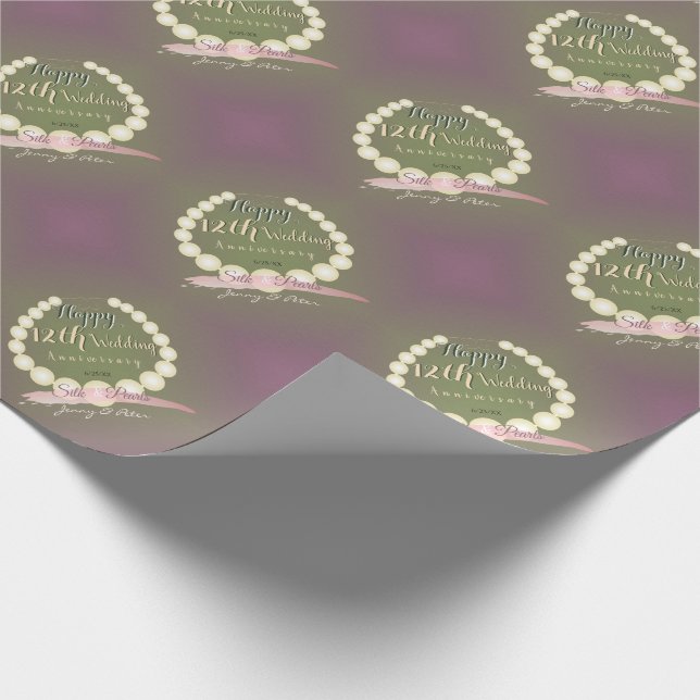 Papier Cadeau "Joyeux 12ème anniversaire de Mariage" Pearl Graph (Coin)