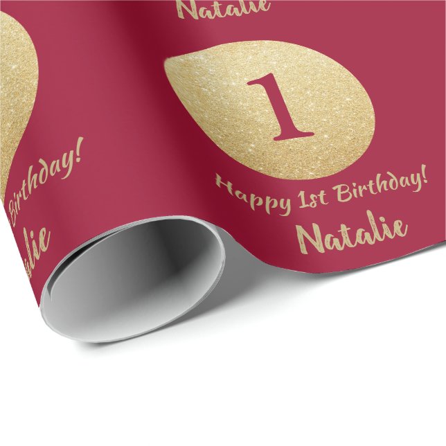 Papier Cadeau Joyeux 15e anniversaire de la Parties scintillant  (Coin rond)