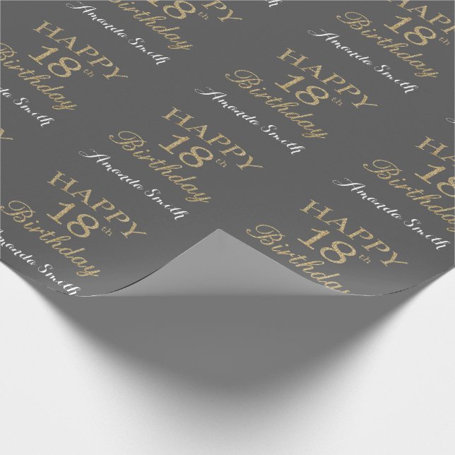 Papier Cadeau Joyeux 18e anniversaire de la Parties scintillant  (Coin)