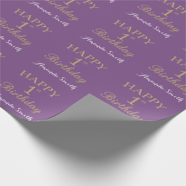 Papier Cadeau Joyeux 1er anniversaire de la Parties scintillant  (Coin)