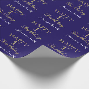 Papier Cadeau Joyeux 1er anniversaire Parties scintillant d'or e