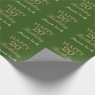 Papier Cadeau Joyeux 20e anniversaire Gold Parties scintillant e