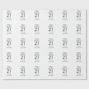 Papier Cadeau Joyeux 21e anniversaire lettre gras nom simple min