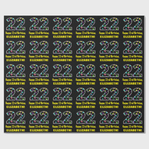 Papier Cadeau Joyeux 22e anniversaire, Fun Colorful Stars Motif