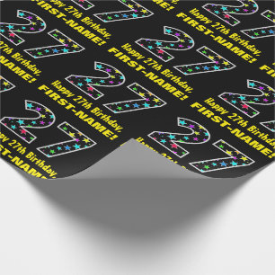Papier Cadeau Joyeux 27e anniversaire, Fun Colorful Stars Motif