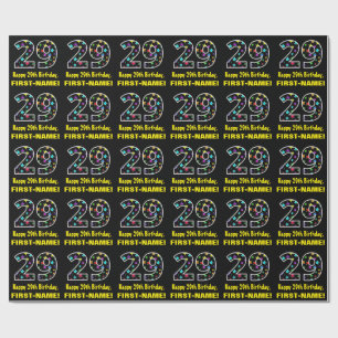 Papier Cadeau Joyeux 29e anniversaire, Fun Colorful Stars Motif 