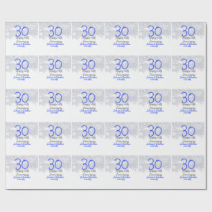 Papier Cadeau Joyeux 30e anniversaire de mariage argent paillett