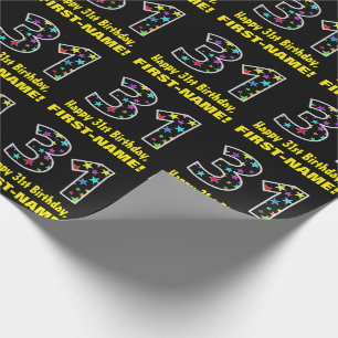 Papier Cadeau Joyeux 31e anniversaire, Fun Colorful Stars Motif 