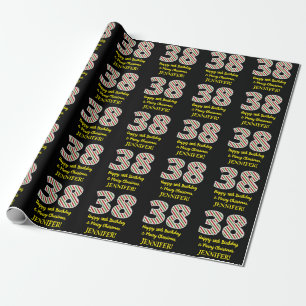Papier Cadeau Joyeux 38e Anniversaire & Joyeël Noël, Nom personn