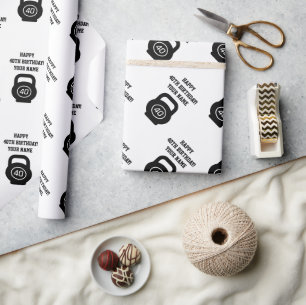 Papier Cadeau Joyeux 40e anniversaire de la fête fitness gym ket