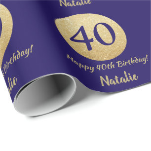 Papier Cadeau Joyeux 40e anniversaire Parties scintillant de la