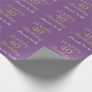 Papier Cadeau Joyeux 40e anniversaire Parties scintillant or et 