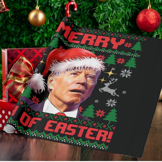 Papier Cadeau Joyeux 4 de Pâques drôle Joe Biden Noël (Créateur téléchargé)