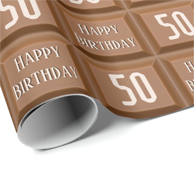 Papier Cadeau Joyeux 50e anniversaire Chocolate Barre à bonbons (Coin rond)