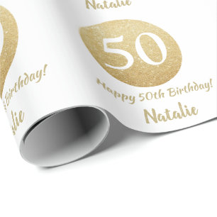 Papier Cadeau Joyeux 50e anniversaire de la Parties scintillant 