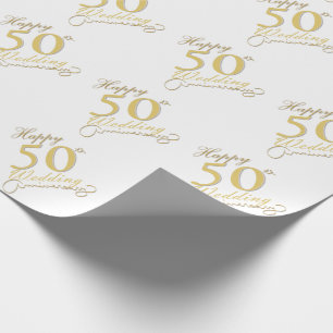 Papier Cadeau "Joyeux 50e anniversaire" Matte White