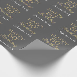 Papier Cadeau Joyeux 50e anniversaire Parties scintillant d'or e