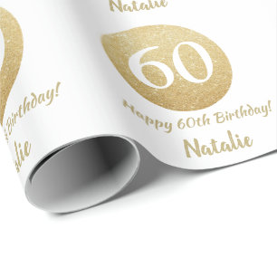 Papier Cadeau Joyeux 60e anniversaire Parties scintillant or et 