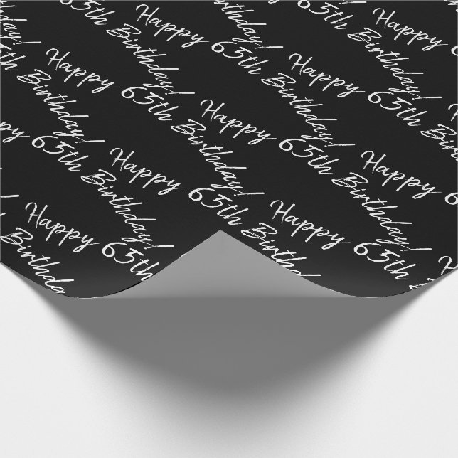 Papier Cadeau Joyeux 65ème anniversaire en noir (Coin)