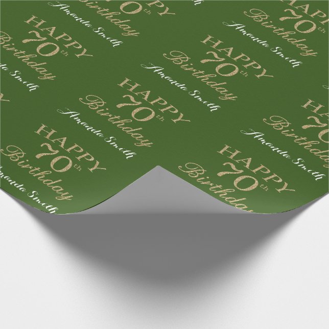 Papier Cadeau Joyeux 70e anniversaire Parties scintillant or et  (Coin)