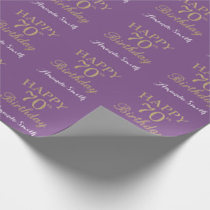 Papier Cadeau Joyeux 70e anniversaire Parties scintillant or et