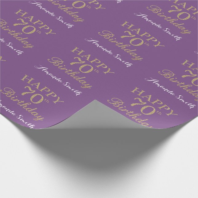 Papier Cadeau Joyeux 70e anniversaire Parties scintillant or et  (Coin)