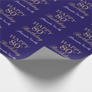 Papier Cadeau Joyeux 80e anniversaire Parties scintillant d'or e