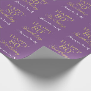 Papier Cadeau Joyeux 80e anniversaire Parties scintillant or et