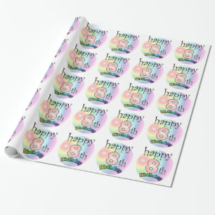 Papier Cadeau Joyeux 8e anniversaire (roze)