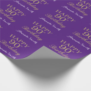 Papier Cadeau Joyeux 90e anniversaire Parties scintillant d'or e