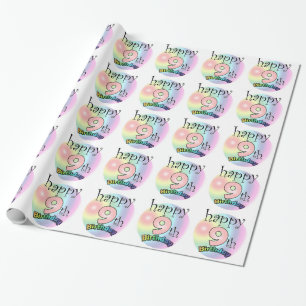 Papier Cadeau Joyeux 9e anniversaire (roze)