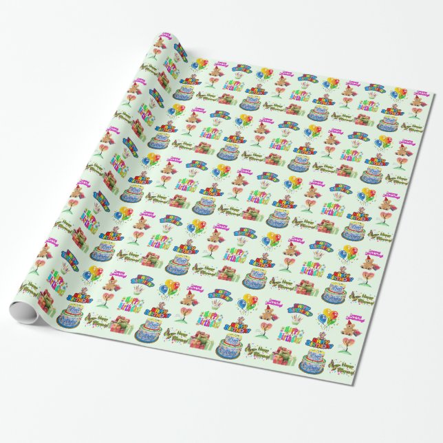 Papier Cadeau Joyeux anniversaire (Déroulé)