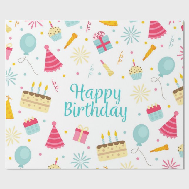 Papier Cadeau Joyeux anniversaire (Plat)